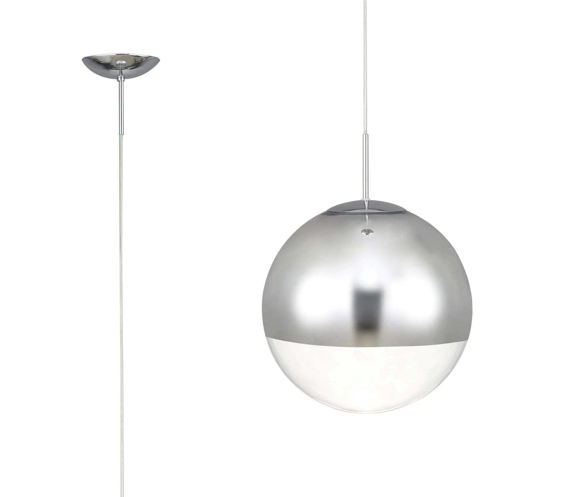 D0124  Miranda 25cm Glass Pendant 1 Light Polished Chrome